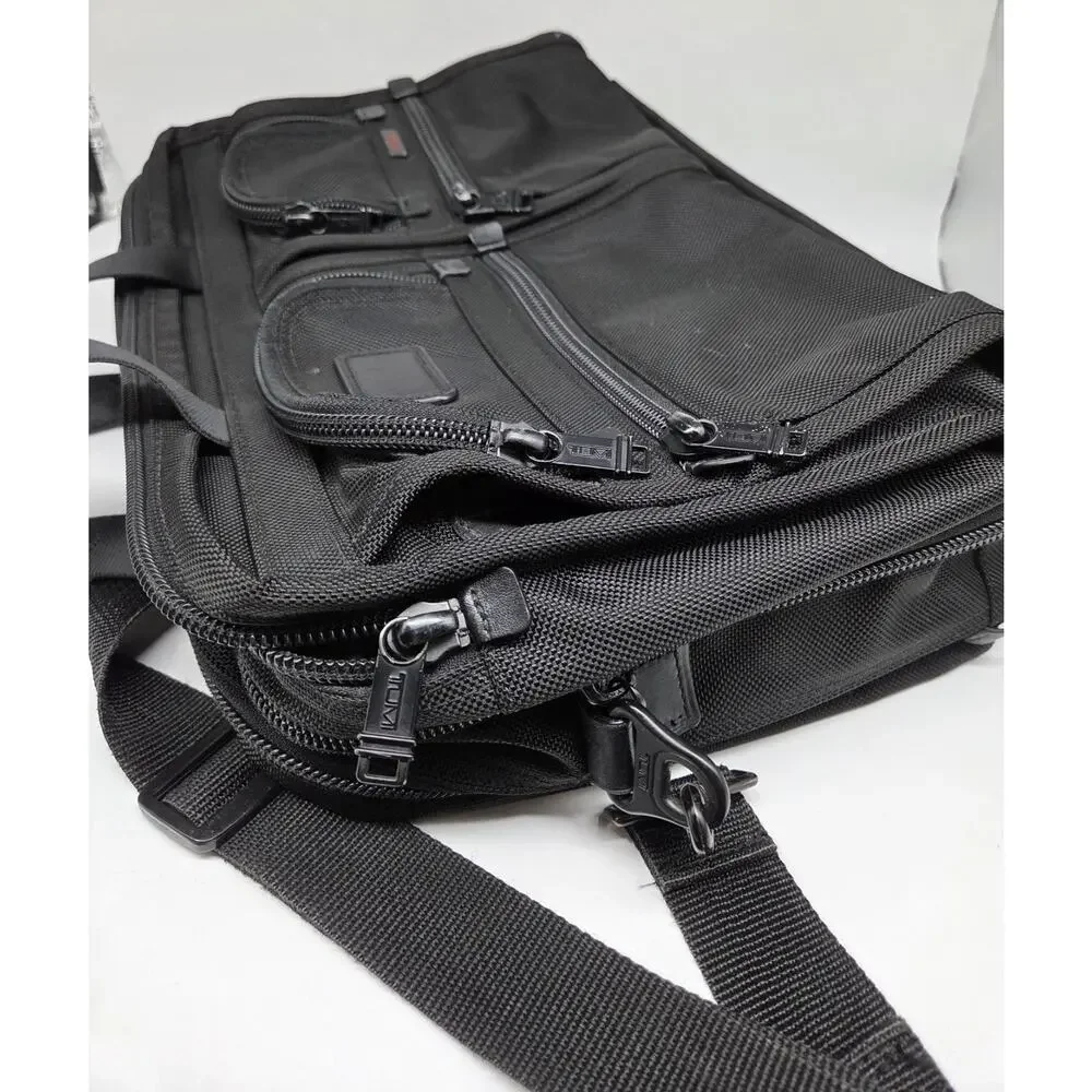 Tumi Alpha Briefcase 26141DH Black Ballistic Nylon Organizer Bag w/Laptop Sleeve